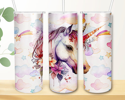 Watercolor Unicorn Tumbler Wrap PNG Tumbler Wrap Seamless Sublimation Designs Downloads Sublimation sassyprint 