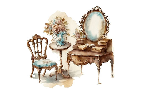 Watercolor Victorian Furniture Bundle Sublimation Regulrcrative 