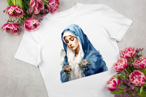 Watercolor Virgin Mary Clipart Bundle Sublimation Regulrcrative 