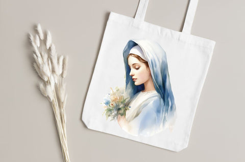Watercolor Virgin Mary Clipart Bundle Sublimation Regulrcrative 