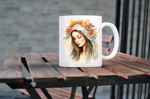 Watercolor Virgin Mary Clipart Bundle Sublimation Regulrcrative 