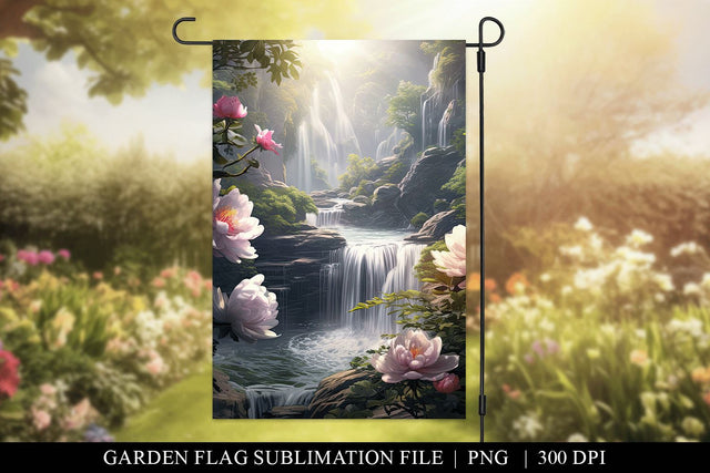 Watercolor Waterfall Printable Garden Flag Sublimation PNG Sublimation BijouBay 