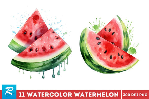 Watercolor Watermelon clipart Bundle Sublimation Regulrcrative 