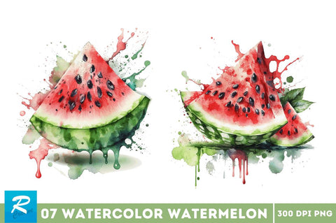 Watercolor Watermelon Clipart Bundle Sublimation Regulrcrative 