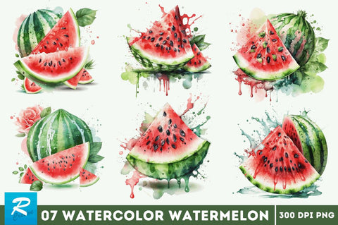 Watercolor Watermelon Clipart Bundle Sublimation Regulrcrative 