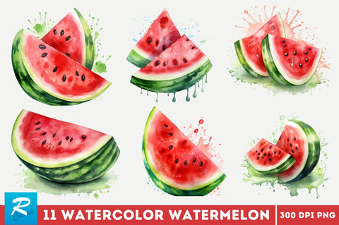 Watercolor Watermelon clipart Bundle Sublimation Regulrcrative 