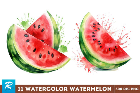 Watercolor Watermelon clipart Bundle Sublimation Regulrcrative 