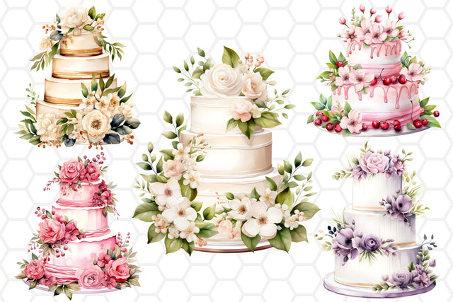 Watercolor Wedding Cake PNG files for sublimation Sublimation DreanArtDesign 