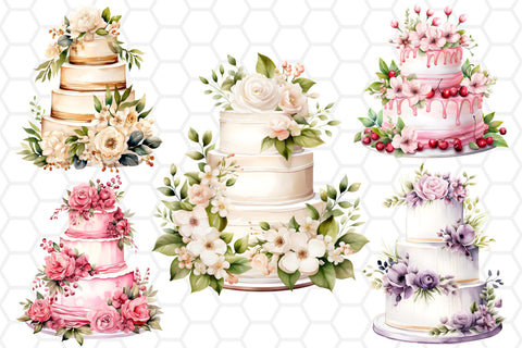 Watercolor Wedding Cake PNG files for sublimation Sublimation DreanArtDesign 