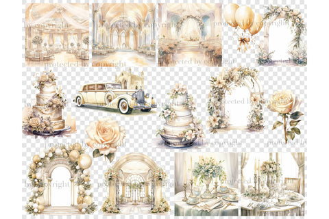 Watercolor Wedding Clipart Bundle | Bridal Illustration Set SVG GlamArtZhanna 