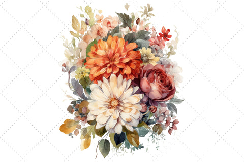 Watercolor White Floral Bouquet Clipart Bundle, Sublimation, Floral Bouquet Sublimation FloridPrintables 
