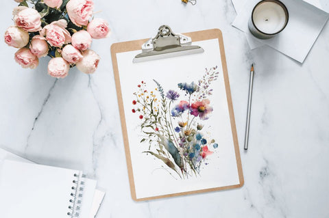 Watercolor Wild Flowers Clipart Bundle Sublimation Regulrcrative 