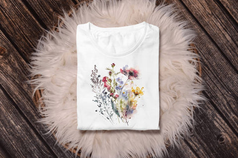 Watercolor Wild Flowers Clipart Bundle Sublimation Regulrcrative 