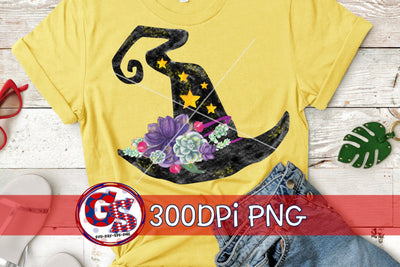 Watercolor Witch Hat with Flowers PNG for Sublimation-Halloween PNG Sublimation Greedy Stitches 