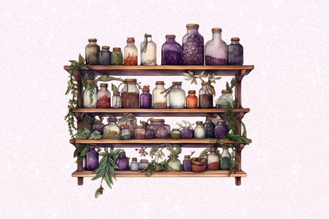 Watercolor Witches Apothecary Cabinet Sublimation Regulrcrative 