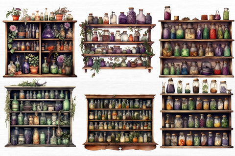 Watercolor Witches Apothecary Cabinet Sublimation Regulrcrative 