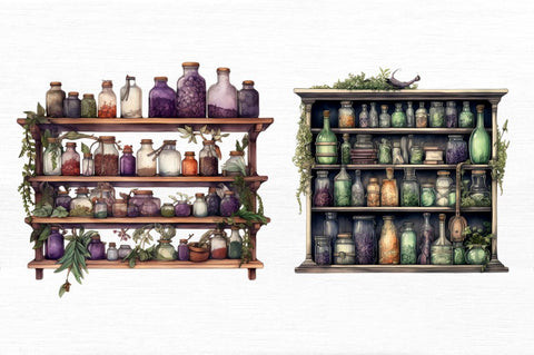 Watercolor Witches Apothecary Cabinet Sublimation Regulrcrative 