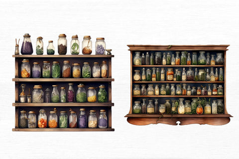 Watercolor Witches Apothecary Cabinet Sublimation Regulrcrative 