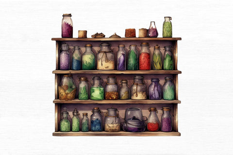 Watercolor Witches Apothecary Cabinet Sublimation Regulrcrative 