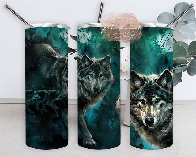 Watercolor Wolf 20oz Tumbler Wrap, Wolf Tumbler Png, Forest Animal Tumbler Design, Wolves Sublimation Design, Wolf Love Gift, Digital Download Sublimation Rabbitmakies 