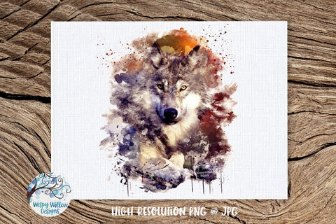 Watercolor Wolf PNG | Sublimation | Clip art Sublimation Wispy Willow Designs 