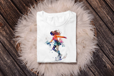 Watercolor Woman Figure Skating Clipart Bundle Sublimation Regulrcrative 