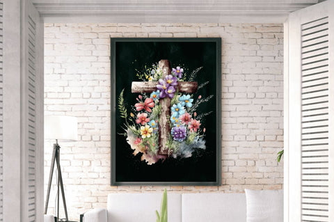 Watercolor Wooden Christian Cross Clipart Bundle Sublimation Regulrcrative 