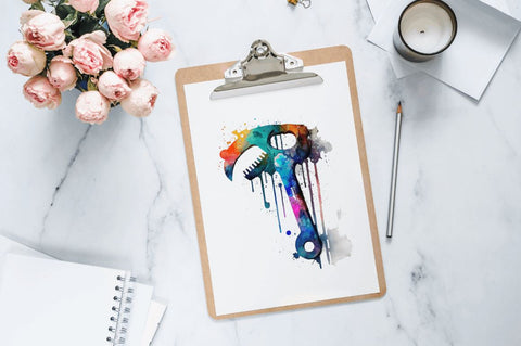 Watercolor Wrench Clipart Bundle Sublimation Regulrcrative 