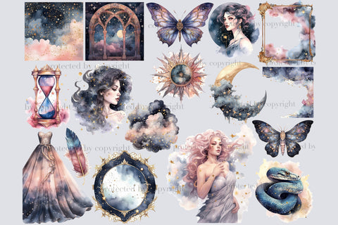 Watercolor Zodiac Clipart | Astrology PNG SVG GlamArtZhanna 