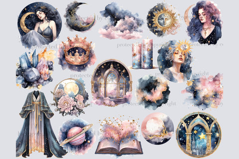 Watercolor Zodiac Clipart | Astrology PNG SVG GlamArtZhanna 