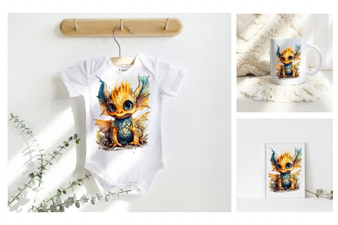 Watercolour Baby Dragon Sublimation PNG Design Sublimation SVG Cut Studio 