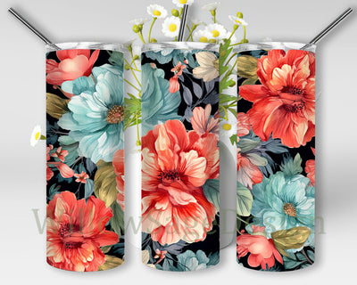 Watercolour Flowers 20oz Skinny Tumbler Png, Water Color Flowers Tumbler, Watercolour Flowers Tumbler Wrap Png, Watercolor Floral Png Sublimation WillowSageDesign 