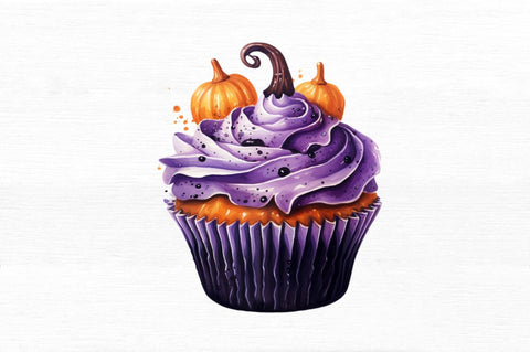 Watercolour Halloween Cupcake Clipart Sublimation Regulrcrative 