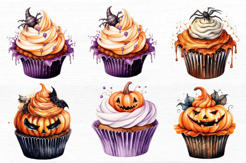 Watercolour Halloween Cupcake Clipart Sublimation Regulrcrative 