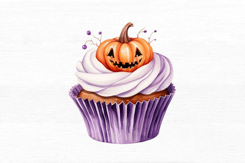 Watercolour Halloween Cupcake Clipart Sublimation Regulrcrative 