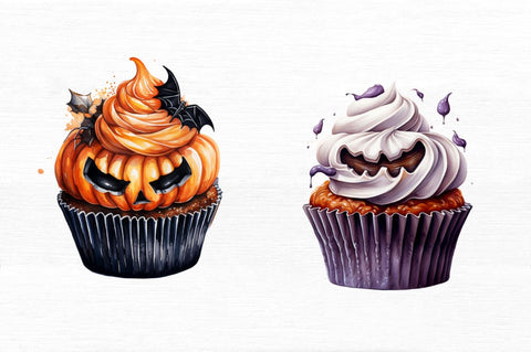 Watercolour Halloween Cupcake Clipart Sublimation Regulrcrative 