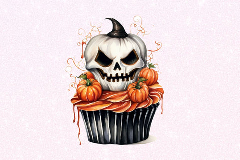 Watercolour Halloween Cupcake Clipart Sublimation Regulrcrative 