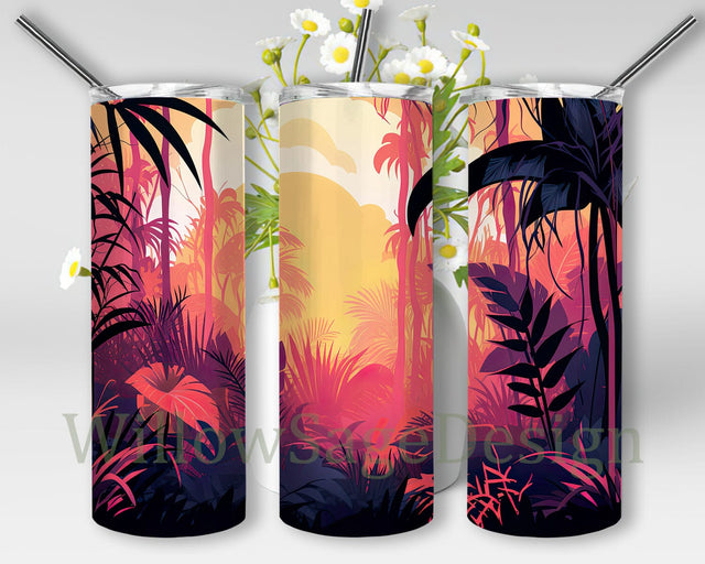 Waterfall Forest Landscape 20oz Skinny Tumbler Png, Forest Waterfall Tumbler, Forest Leaf Tumbler, Waterfall In The Forest Nature Tumbler, Leaf Tumbler Sublimation WillowSageDesign 