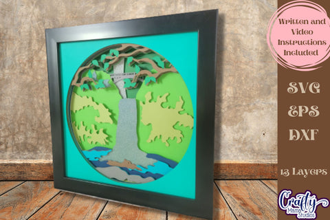 Waterfall Svg Shadow Box, 3D Layered Hiking Adventure File SVG Crafty Mama Studios 