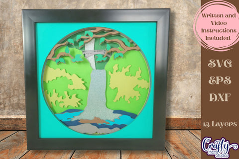 Waterfall Svg Shadow Box, 3D Layered Hiking Adventure File SVG Crafty Mama Studios 
