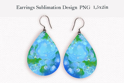 Waterly abstract teardrop earrings design png Sublimation LuckyTurtleArt 