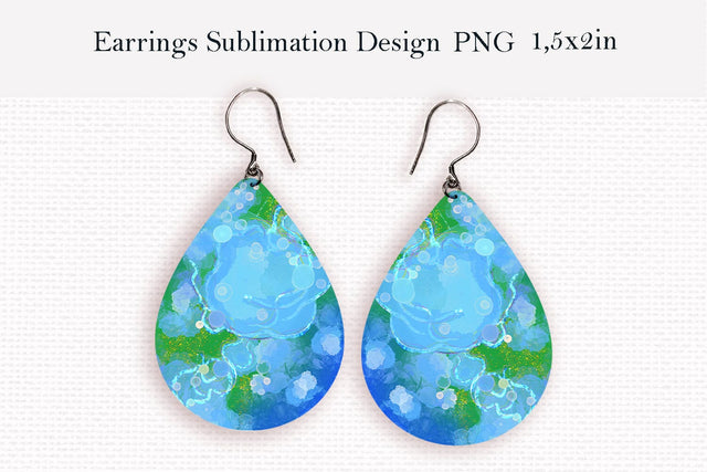 Waterly abstract teardrop earrings design png Sublimation LuckyTurtleArt 