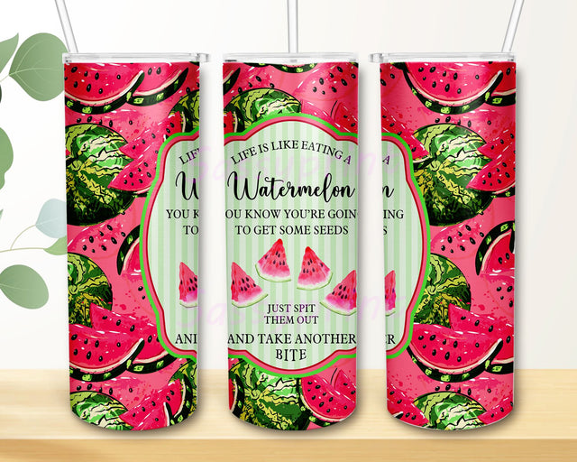 Watermelon 20 oz Skinny Tumbler, Watermelon Tumbler PNG, Fun Summer Tumbler, Fruit tumbler, 20 oz Stainless Steel Tumbler Sublimation sassyprint 