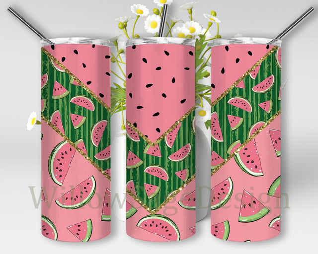 Watermelon 20oz Skinny Tumbler Png, Watemelon Glitter Tumbler, Summer Tumbler Png, Summer Png, Pink Glitter Tumbler, Digital Download Sublimation WillowSageDesign 