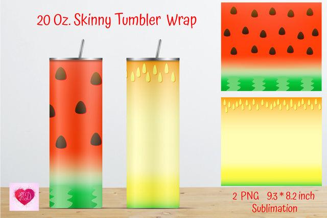 Watermelon And Melon 20 Oz Straight Skinny Tumbler Sublimation Sublimation Kseniia designer 