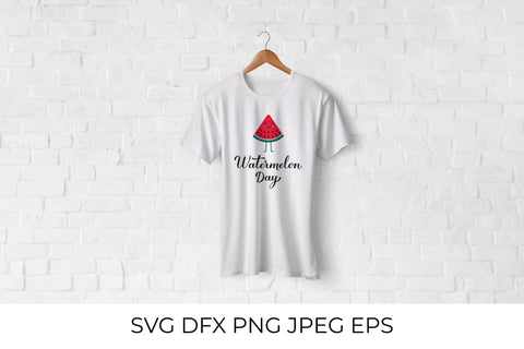 Watermelon Day calligraphy hand lettering and cute cartoon slice SVG LaBelezoka 