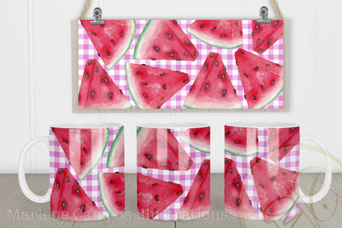 Watermelon Design Sublimation for Mugs / Pink Gingham Sublimation Marlene Campos 