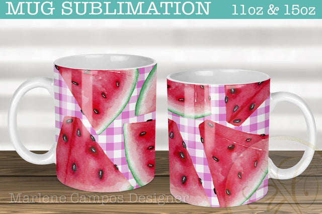 Watermelon Design Sublimation for Mugs / Pink Gingham Sublimation Marlene Campos 