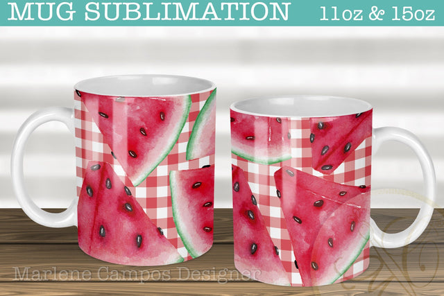 Watermelon Design Sublimation for Mugs / Red Gingham Sublimation Marlene Campos 