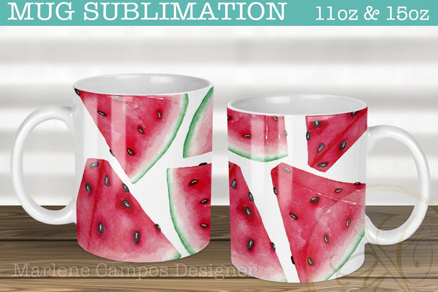Watermelon Design Sublimation for Mugs / Watercolor Sublimation Marlene Campos 